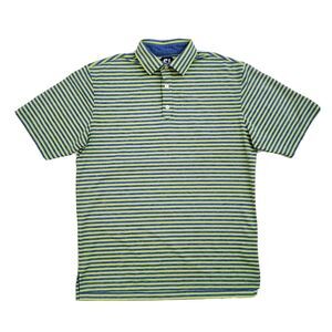 FootJoy FJ (Mens Medium) Green Blue Striped‎ Polyester Stretch Golf Polo Shirt